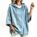 Women's Casual Loose Denim Hoodie