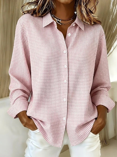 Women's Casual Gingham Long Sleeve Button Down Shirt